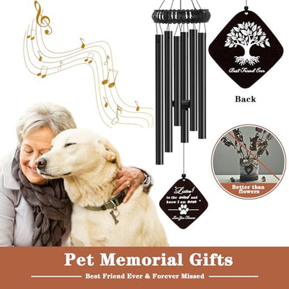 VENBEEL Dog Memorial Gifts for Loss of Dog, 28" Pet Memorial Wind Chime, Loss of Pet Sympathy Passing Away Remembrance Bereavement Gift - color: E-square-black