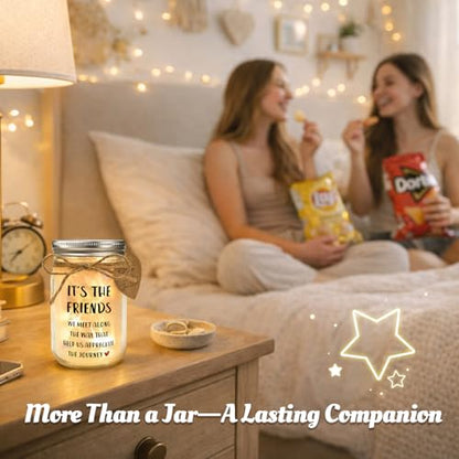 Friendship Gifts for Women - Thank You Mason Jar Night Light for Friends | Unique Birthday Present, Meaningful Appreciation Keepsake, Coworker Farewell, Sentimental 15oz Glass - style: THE FRIENDS