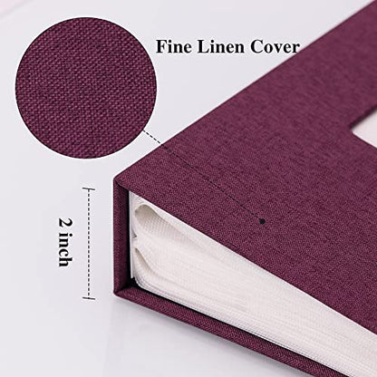 Vienrose 4x6 Photo Album,300 Pockets,Linen Cover with Window,Purple | Linen Hardcover, Slip In Photo Book, Family Memory Album, Travel Keepsake - color: Purple, size: 300 Pocket