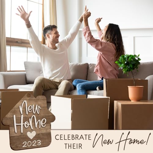 Housewarming Gifts New Home, New Home Ornament 2023, House Warming Gift, First Home Gifts for Newlywed Couples, Ideal for Christmas Decorations 2023, Stained Wooden Ornaments - style: New Home Brown
