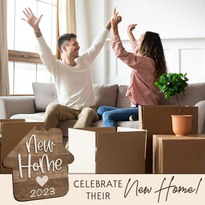 Housewarming Gifts New Home, New Home Ornament 2023, House Warming Gift, First Home Gifts for Newlywed Couples, Ideal for Christmas Decorations 2023, Stained Wooden Ornaments - style: New Home Brown