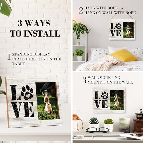 Dog Picture Frames, Puppy Photo Frame, Love Dogs Frames For Pictures, Pet Memorial Gifts, Farmhouse Home Living Room Bedroom Office Decoration -02 - style: Love Dogs 2