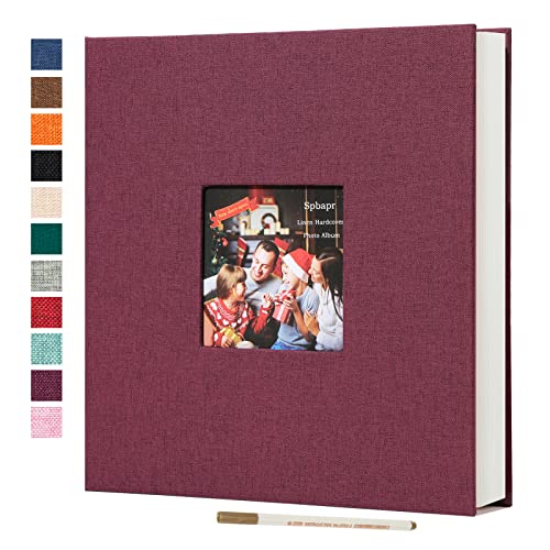 Spbapr Large Photo Album Self Adhesive 3x5 4x6 5x7 8x10 Pictures Magnetic Scrapbook 40 Blank Pages Linen Cover DIY Album with A Metal Pen - color: Purple, size: 11''x10.6''40pages