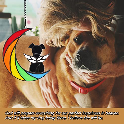 Stained Glass Rainbow Bridge Dog Memorial Gifts for Loss of Dog Sympathy Remembrance Suncatcher, Angel Wings Pet Loss Bereavement Gifts in Memory of Pet Passing Away Window Hanging. - color: Rainbow - B