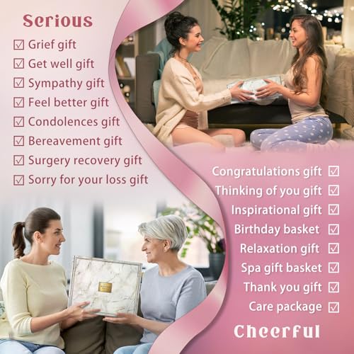 AHAGIFTREE Birthday Gifts,self care,11PC care package with Moon Lamp,Get Well Soon Gift Baskets for Women After Surgery,Condolences Gift Basket for Loss,Sympathy Baskets for friend,mom (Pink) - color: Pink