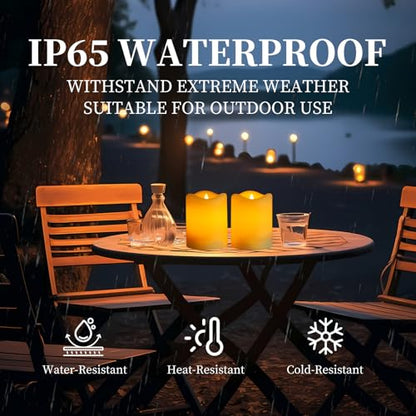 Solar Candles Outdoor Waterproof, Dusk to Dawn Flameless Candles - size: D3"xH4"