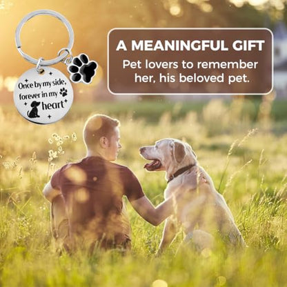 Pet Memorial Suncatcher, Dog Memorial Gifts for Loss of Dog, Sympathy Keepsake for Pet Loss with Stainless Steel Keychain, Cat's Eye Paw Crystal Hanging Ornament