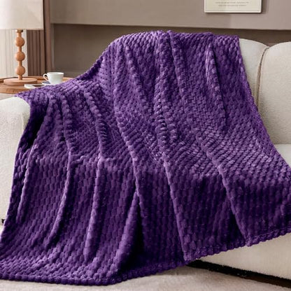 330GSM 3D Jacquard Throw Blanket for Couch, Purple, 50"x60" - color: Purple, size: Throw(50"x60")