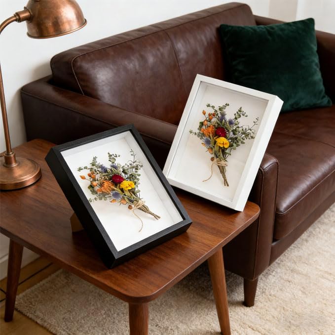 4 Pack Shadow Box Frame Display Cases, 8"x 10" Wood Deep Black Handicrafts Shadowbox Picture Frame for Flowers Jersey for Diy Black