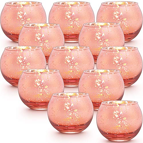 12 Pcs Rose Gold Candle Holders-Rose Gold centerpieces for Birthday Party, Wedding, Bridal Shower, Sweet 16. Mother's Day Brunch Table Decorations - color: Rose Gold
