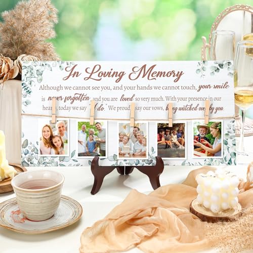 RattanView Wood Memorial Table Sign with 5 Clips Wedding, Eucalyptus 2 - style: Eucalyptus 2