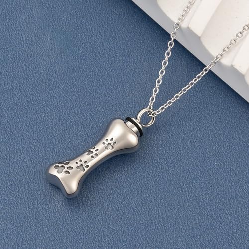 925 Sterling Silver Eternal Pawprint Lucky Bones- 925 Sterling Silver Pet Memorial Necklace 18"