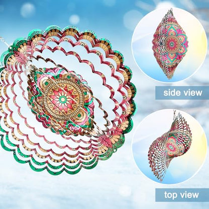 Mandala Manjusaka Wind Spinner, Hanging Sculptures & Catchers - color: Mandala Manjusaka