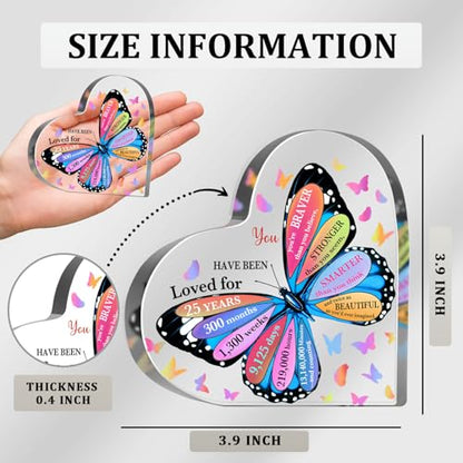25th Birthday Acrylic Sign, 25 Year Old Birthday Gifts, Inspirational Butterfly Keepsake Sign for Women Men, Happy 25 Birthday Gifts Idea for Daughter Sister Coworker, Table Desk for Home - style: 25th Birthday