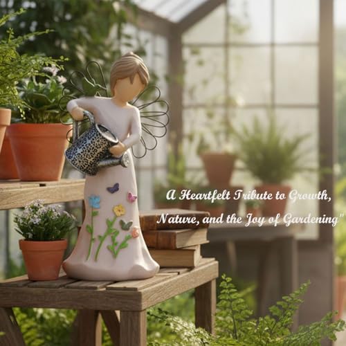 Gardening Gifts for Women - 5.9"Watering Angel Garden Statue | Unique Gifts for Gardeners Woman, Mom, Sisters, Hand-Painted Resin Angel Figurine for Indoor Decor Home Office - style: Watering Can