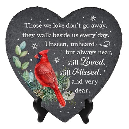 Cardinal Heart Shape Memorial Garden Stone, Sympathy Gift Those We Love Don't Go Away, Loving Memory Stepping Stones Outdoor, Memorial Gifts Loss of Loved One on Christmas
