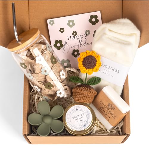 Birthday Gifts for Women, Self Care Gifts Baskets for Women, Care Package for Teen Girls, Her, Mom, Sister, Best Friend, Wife, Girlfriend, Coworker, Sending Sunshine Sunflower Gift Baskets - color: green