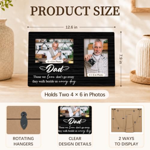 Dad Memorial Double Picture Frame 4x6, Memorial Two Photo Frame - color: color-7