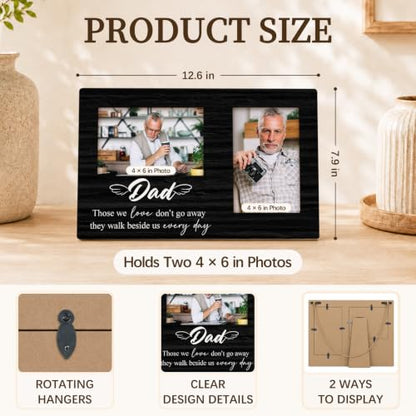 Dad Memorial Double Picture Frame 4x6, Memorial Two Photo Frame - color: color-7