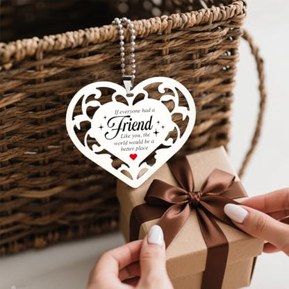Friendship Gift for Her, Heart Shaped Stainless Steel Hanging Sign with Touching Quote, Thank You Gift for Best Friends, Long Distance Friends, Birthday, Christmas Hanging Ornaments S2X41 - style: Friendship3