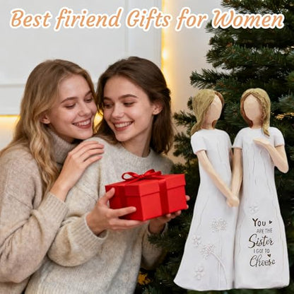 Best Friend Birthday Gifts for Women - Resin Sister Figurines Best Friend Sister Birthday Gift Ideas Unique Gifts for Sisters from Sister - Hand-Painted Figure (White) - color: 2 Sisters