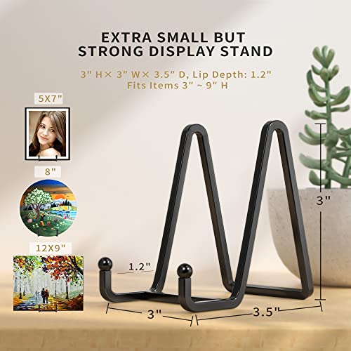 IPAME 3 Pack 3 Inch Plate Stands for Display - Metal Square Wire Plate Holder Display Stand + Picture Frame Stand Holder Easel for Decorative Plate, Book, Plaque, Photo, Platter (Black 3pcs) - size: 3 Inch