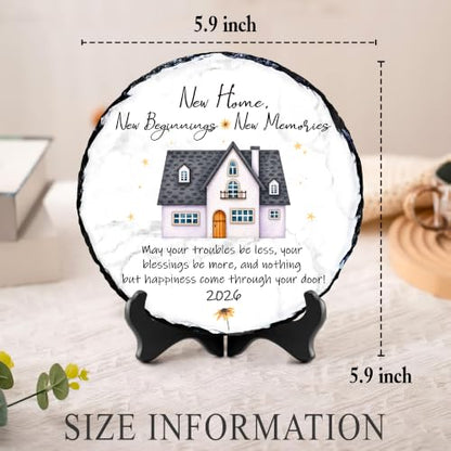 New Home Gift Slate Plaque – New Beginnings New Memories – Housewarming Gifts for New Homeowner, First Home Gift 2026, Natural Slate Stone with Stand - color: New Home