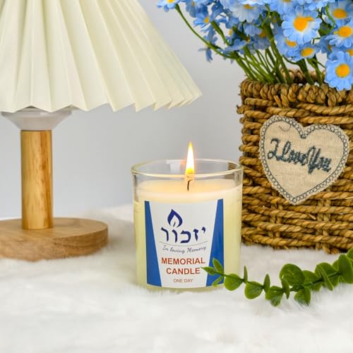 Memorial Candles for Loss of Loved One - Hand Poured 7oz Yahrzeit Candles (White) - Long Lasting 30hr Soy Wax Tribute for Jewish Sympathy, Shiva, Funeral & Remembrance - Unscented Bereavement Gifts