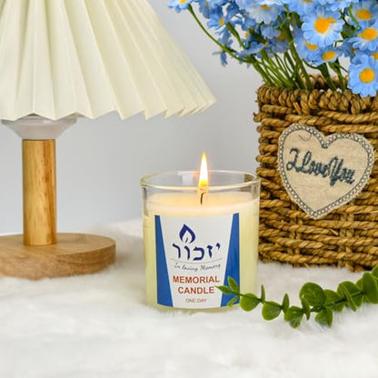 Memorial Candles for Loss of Loved One - Hand Poured 7oz Yahrzeit Candles (White) - Long Lasting 30hr Soy Wax Tribute for Jewish Sympathy, Shiva, Funeral & Remembrance - Unscented Bereavement Gifts