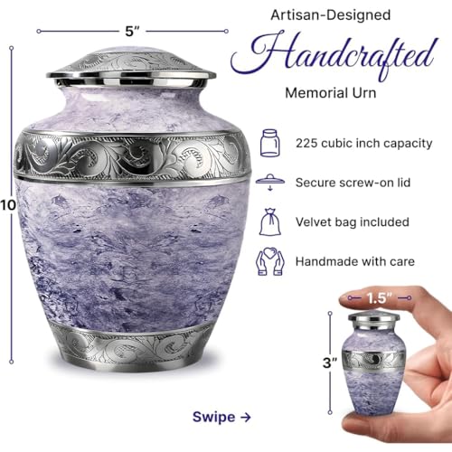 AmericUrn Cremation Urns for Human Ashes – Adult Female, Mom and Men White Pearl Memorial Set of 6 with 1 Large Urn, 4 Keepsakes & 1 NecklaceUrn - White Pearl - color: White Pearl Family Set
