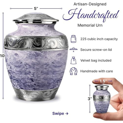 AmericUrn Cremation Urns for Human Ashes – Adult Female, Mom and Men White Pearl Memorial Set of 6 with 1 Large Urn, 4 Keepsakes & 1 NecklaceUrn - White Pearl - color: White Pearl Family Set