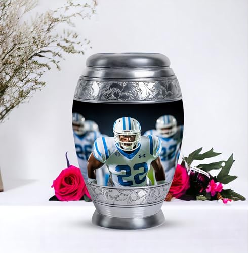 Football Player Urn for Ashes - Blue Sports Urns - Large Urns for Human Ashes Adult Man - Funeral Companion Urn for Adult Male 10 Inch | Blue Funeral Companion Urn for Adult Male, Cremation Urns 200 Cubic Inches