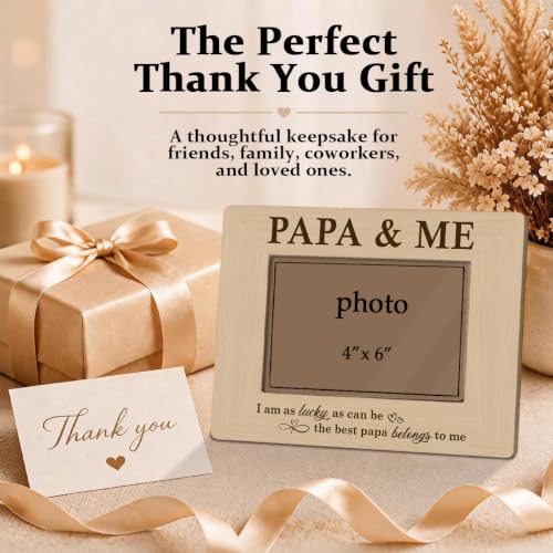 Papa Picture Frame Fits 4 x 6 Photo, PAPA & ME Wooden Keepsake with Lucky Message, Gift from Grandson or Granddaughter for Birthday Christmas or Father’s Day - color: Father10