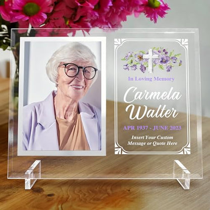 Basic Fundamentals 11.75"x9.75" Custom Glass Picture Frame for 5x7 Photo, Personalized Memorial Picture Frame, In Loving Memory Picture Frame and Celebration of Life Decorations (Design 2)