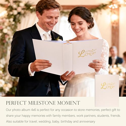 Photo Album 4x6 Wedding with Writing Space for 450 Photos Linen Cover Hardcover Horizontal, 4 x 6 Photo Album Picture Book for Kids Travel Family Baby Pictures Beige - color: Khaki