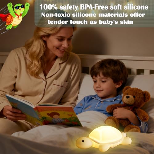 Turtle Night Light, Sea Turtle Gifts, Cute Soft Silicone Squishy LED Lamp with 7 RGB Colors, Dimmable, Timer, Touch Control, Living Bedroom Decor - style: Turtle