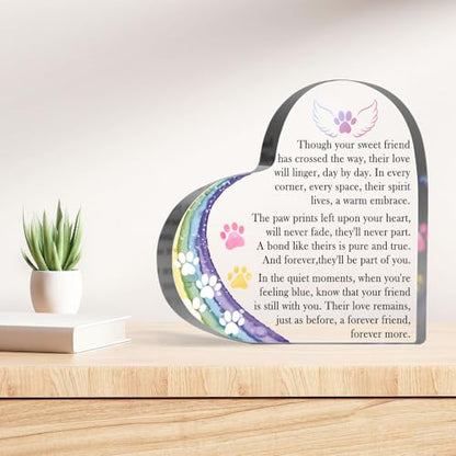 Rainbow Bridge Pet Memorial Plaque, Sympathy Gift for Loss of Dog Cat, Pet Loss Bereavement Gifts for Women Men, Pets Remembrance Memorial Keepsake Paperweight Desk Shelf Decor - style: Pet Memorial 01