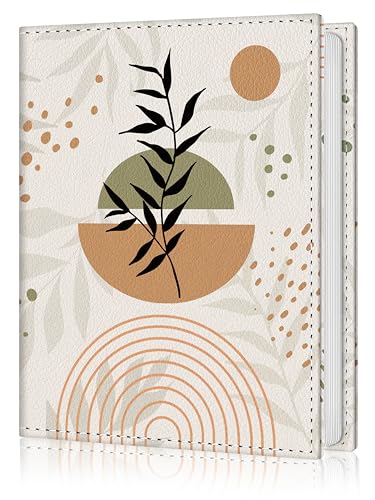 Photo Album 4x6, 56 Pocket Small Picture Book Abstract Leaves Sun | Mini Cute, Postcard Vacation Travel Wedding Graduation, PU Leather Family Grandma Child Mom Gift, Personalized Large Capacity - color: Abstract Leaves Sun