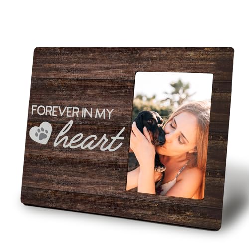 Mancheng-zi Dog Cat Memorial Picture Frame, Loss of Pet Sympathy Gift - 4x6 Frame, Forever in My Heart - color: Forever In Heart