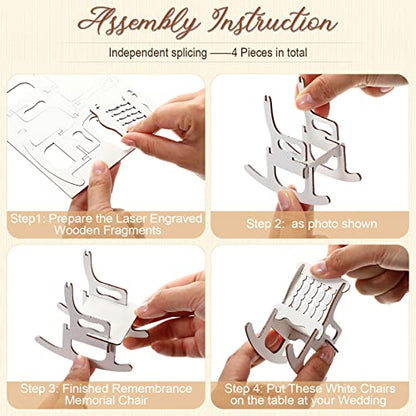 5 Pcs Memorial Table Sign for Wedding Memorial Chair Sign Wooden Wedding Table Plaque with Bracket in Memory of Loved Ones Who Died in Heaven Seat Chair Signage for Sympathy Gifts(Woodgrain Style) - style: Woodgrain Style