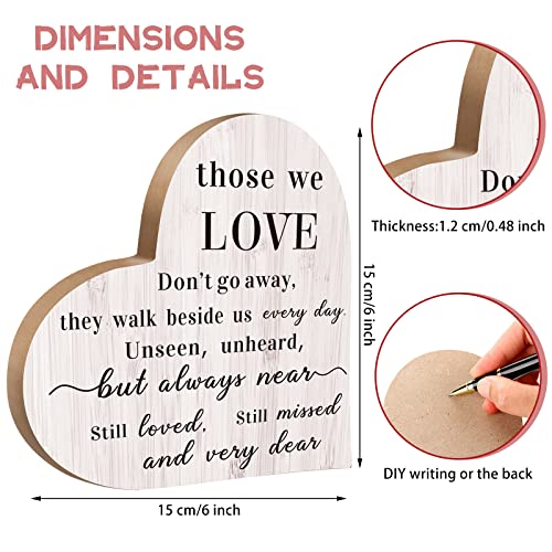 Blulu Sympathy Gift Memorial Wooden Heart for Loss of Loved One Bereavement Remembrance Gift Ideas Heart Memorial Sign Celebration of Life Sympathy Plaque Decor for Grief Father Mother Brother Son