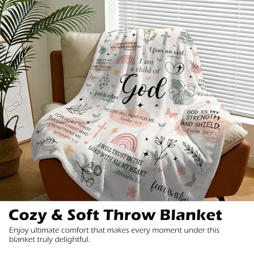 Christian Gifts for Women - I Am a Child of God Blanket 60"x50", Inspirational Religious Birthday Gifts for Women Mom Sister Friends, Christmas Baptism Catholic Spiritual Jesus Faith Bible Prayer - color: Christian2