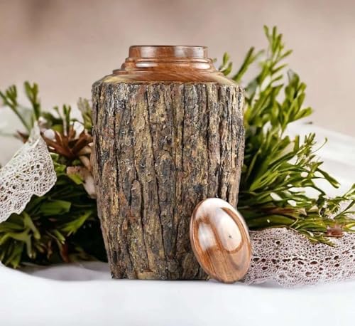 Medium Cremation Urn for Adult Ashes – 160 cu in – Rustic Rosewood Bark Wooden Memorial Urn – Handcrafted Funeral Jar for Human Ashes(Medium) - size: Medium(160cu/in)