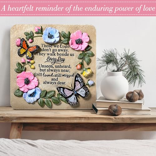 Blosssound Memorial Garden Stone Gifts for Loss of Loved One 9.8 Inch Sympathy Memorial Gifts Those We Love Don't Go Away Condolence Bereavement Plaques for Homes, Lawn and Garden Stepping Stone