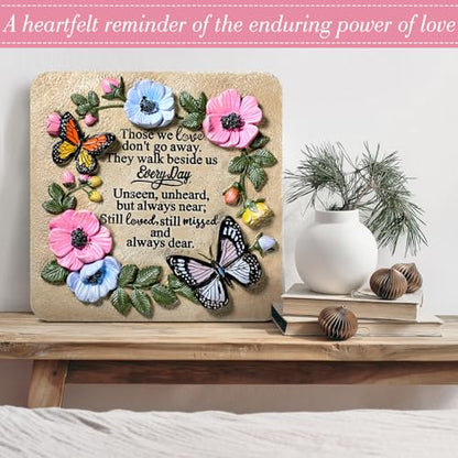 Blosssound Memorial Garden Stone Gifts for Loss of Loved One 9.8 Inch Sympathy Memorial Gifts Those We Love Don't Go Away Condolence Bereavement Plaques for Homes, Lawn and Garden Stepping Stone