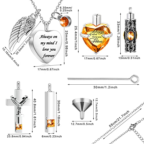 Fumete 5 Pcs Urn Necklaces for Ashes Cremation Keepsake - color: Champagne