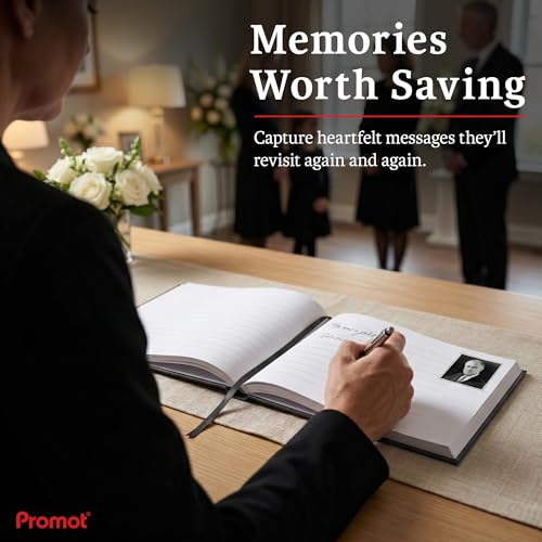 Promot Funeral Guestbook - Guestbook for Funeral Celebration (Gray) - color: Gray