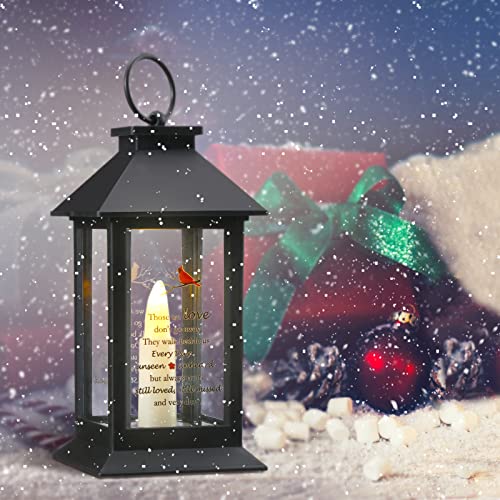 Kingdder 3 Pieces Memorial Lantern Sympathy Gifts Funeral Cardinal Lantern with Flickering LED Candle Black Bereavement Gifts in Memory of Loved One Candle for Loss Mom Mother Dad Father Husband