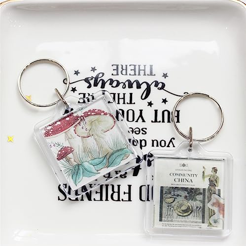 BetterJonny 20Pcs Acrylic Picture Keychain Blanks in Clear Acrylic Picture Frame Keyrings - color: Square