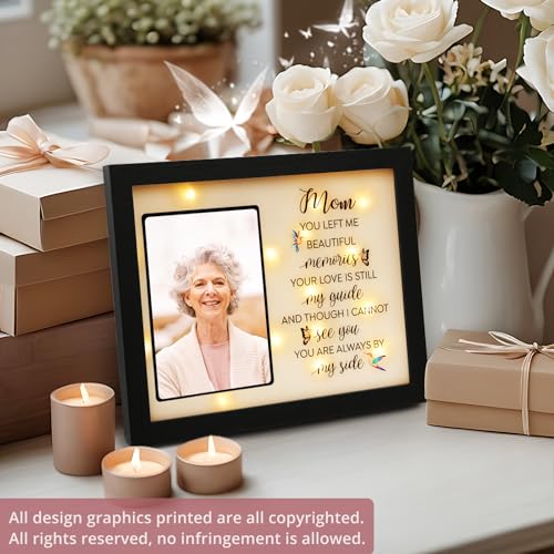 Memorial Gifts LED Shadow Box 4x6 Picture Frame Sympathy for Loss of Mom | Bereavement Gifts Ideas in Memory of Loved One for Loss of Mother Grandma Condolences Remembrance Grief Funeral - size: Mom Memorial